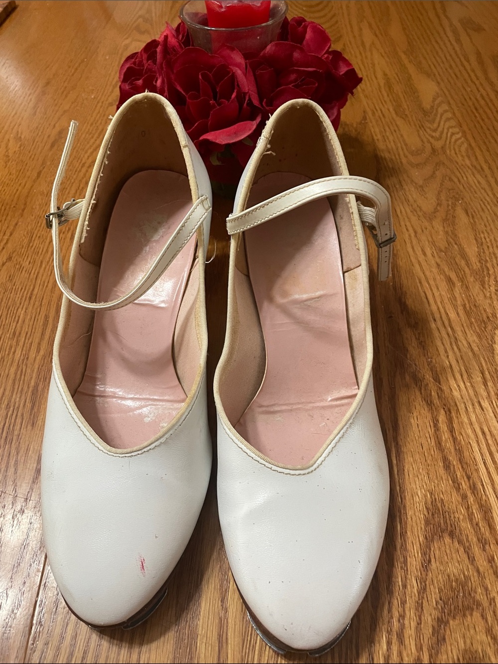 Capezio White Mary Jane Heels with Pink Insole